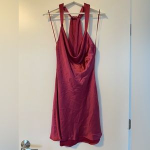 Magenta Halter Cowl-Neck Mini Dress - Lena